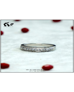White Feathers Half Bezel Silver Band Ring (3.2 g) For Women 