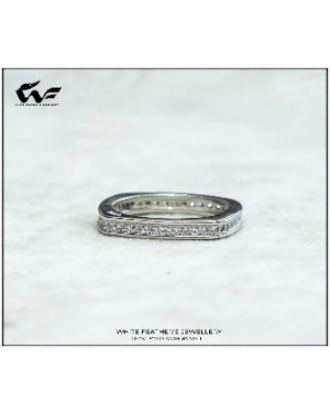 White Feathers Channel Full Bezel Silver Band Ring ( 4.5 g ) 