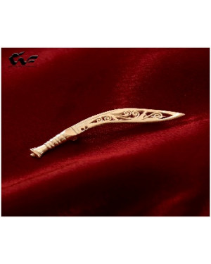 White Feathers Pure Silver Khukuri Design Saree Pin Brooch For Men