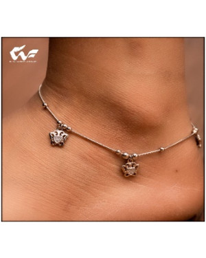 White Feathers Pure Silver Heart Design Anklet for Women