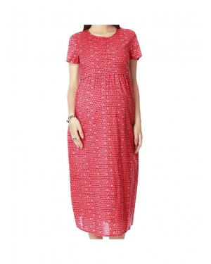 Nine Maternity Nursing Dress In Red Geometric Print 5488