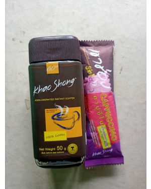 Khao Shong Agglomerated Instant Coffee - 50g(Free one coffee Mix Powder)