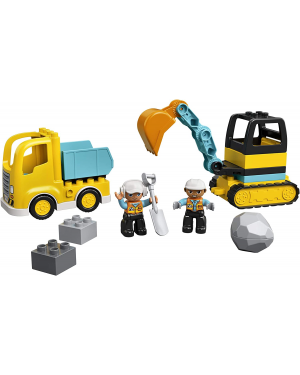 LEGO 10931 DUPLO Town Truck & Tracked Excavator, Building Toy Set for Preschool Kids, Toddler Boys and Girls Ages 2+