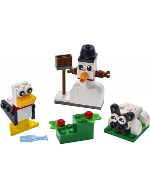 LEGO Classic Creative White Bricks 11012 Building Kit, Set for Creative Play with 3 Build Ideas, Including a Snowman, Sheep and Seagull