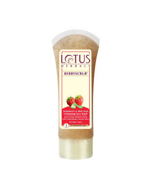 Lotus Herbal Berry scrub Strawberry and Aloe Vera Exfoliating Face Wash -120g