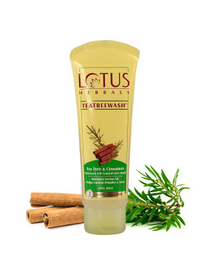  Lotus Herbals Teatreewash Face Wash | with Tea Tree Oil & Cinnamon | Anti Acne | Oil Control | For Oily Skin | 120ml