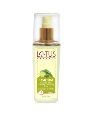 Lotus Herbals Basiltone Clarifying & Balancing Skin Toner With Cucumber & Basil | For Combination & Oily Skin | 100ml