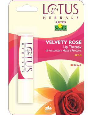 Lotus Herbals Lip Therapy, Velvety Rose, 4g