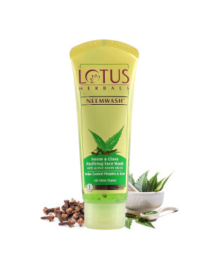 Lotus Herbal Neemwash Neem and Clove Ultra-Purifying Face Wash with Active Neem Slices, 80g