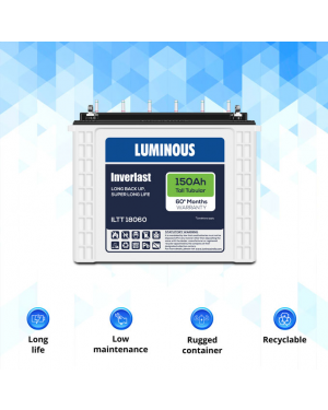 Luminous ILTT18060 150Ah Tall Tubular Plate Inverter Battery for Home, Office & Shops