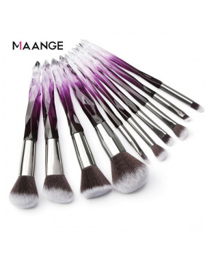 Maange 10pcs Diamond Professional Makeup Brush Set With Powder Eyebrow Eye Shadow Lip Blush Brushes Mag5762
