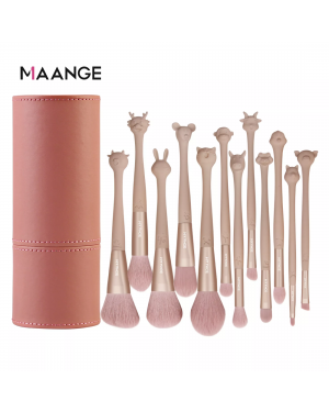 Maange 12pcs Make Up Brushes For Blush Powder Eyebrow Eyeshadow Brush Set With Storage Bucket