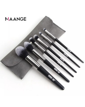 Maange 6pcs Cosmetic Makeup Brushes For Powder, Highlighter, Eyeshadow, Eyebrows With Bag