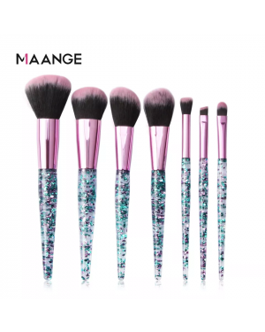 Maange 7pcs Quicksand Make Up Brush Diamond Handle Cosmetic Brush Set