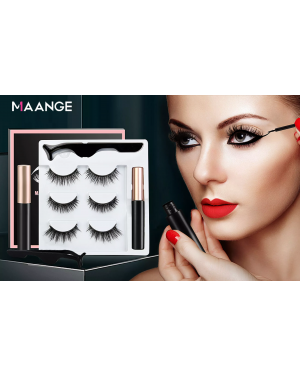 Maange Magnetic Eyelash Kit Eyeliner 3d Magnetic Eyelash With Tweezers 3 Pairs Reusable False Eyelashes