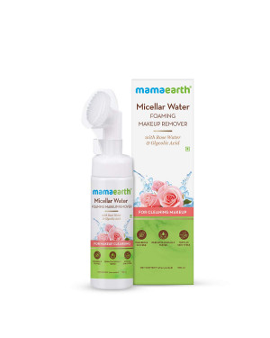 Mamaearth Micellar Water Foaming Makeup Remover with Rose Water and Glycolic Acid for Daily Face Wash and Makeup Cleansing 150ml