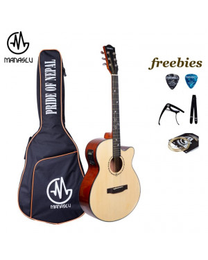 Manaslu MG5 Semi – Acoustic Guitar With Bag,Capo,String,Belt and Pick