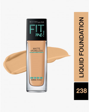 Maybelline New York Fit Me Matte Poreless Liquid Foundation With Pump -238 Rich Tan