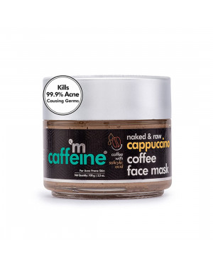 mCaffeine Anti Acne Cappuccino Coffee Face Pack for Women & Men | Controls 99.9% Acne Causing Germs | Face Mask with Salicylic Acid for Acne & Oil Control | For All Skin Types (100gm)