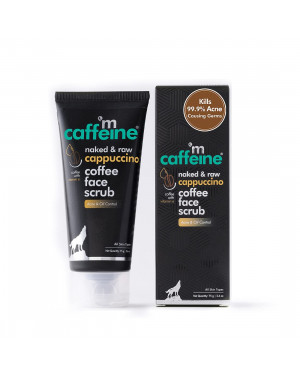 mCaffeine Anti-Acne Cappuccino Face Scrub with Coffee & Vitamin E | Kills 99.9% Acne Causing Germs | Exfoliates, Reduces Pimples & Controls Excess Oil for Soft & Smooth Skin | For Women & Men (75gm)