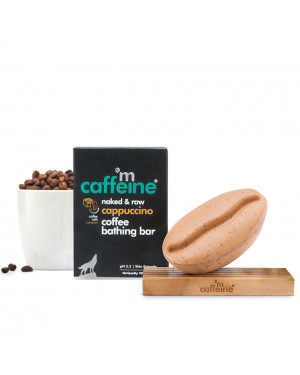 mCaffeine Cappuccino Bathing Bar (100gm) For Skin Polishing And Moisturizing | pH 5.5 Skin Friendly Soap With Coffee, Caramel And Almond Milk | 100% Vegan Daily-Use Bathing Bar
