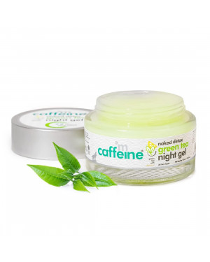 mCaffeine Vitamin C Night Gel Cream for Glowing Skin with Green Tea, Aloe Vera & Hyaluronic Acid | Reduces Dark Spots, Pigmentation & Fine Lines | 72 Hrs Moisturizing Gel for All Skin Types (50 ml)