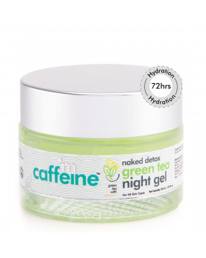 mCaffeine Vitamin C Night Cream for Women & Men with Green Tea & Hyaluronic Acid | Reduces Dark Spots & Fine Lines | 72 Hrs Moisturizing Night Gel for All Skin Types (50 ml)