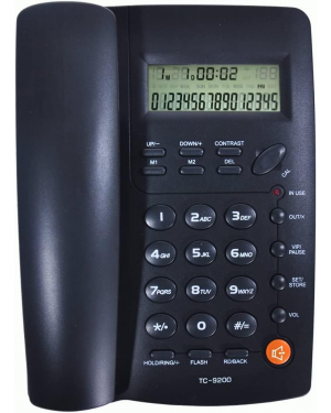 MiraCall Caller ID Phone TC-9200 - Black Hands Free Caller ID Fixed Landline Telephone for Family/Business Office/Hotel