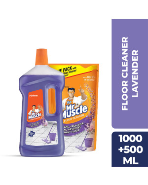 Mr Muscle Floor Cleaner Lavender 1,000ml + 500 ml Free Kills 99.9% of Germs Cleans, Freshens & Restores Shiny Floors