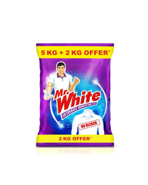MR WHITE Detergent Powder - 5 Kg with Free 2Kg