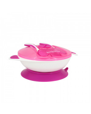 Mumlove Baby Feeding Suction Bowl With Spoon And Fork D6313 Pink