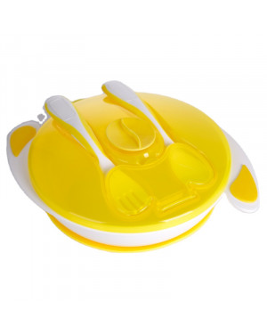 Mumlove Baby Feeding Suction Bowl With Spoon And Fork D6313 Yellow