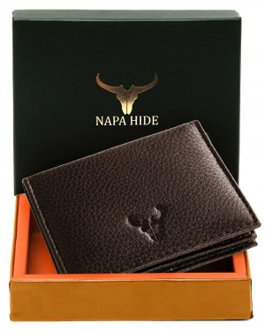 WildHorn NAPA HIDE® Genuine Leather RFID Protected Cardholder for Men( NPH DarkBrown )