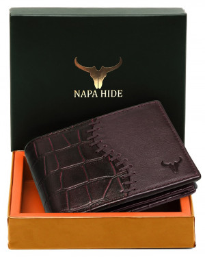 NAPA HIDEÂ® by WildHorn Nepal Genuine Leather RFID Protected Wallet for Men ( NPH 004 Maroon Croco )