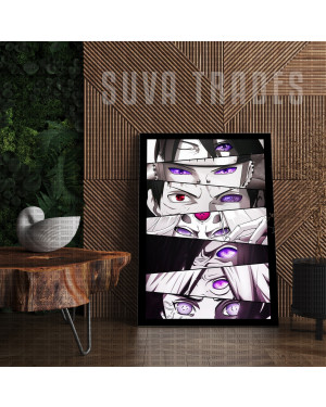Naruto Sharingam 4 Eyes Wall Hang Panel Canvas Print With Wooden Frame by Suva Trades