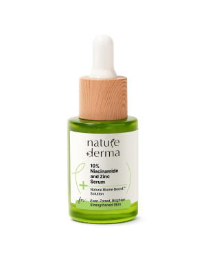Nature Derma 10% Niacinamide & Zinc Serum with Natural Biome-Boost™ | Reduces Pores and Dark spots | Brighter, Even Toned and Strengthened Skin | 30ml | Dermatologically Tested