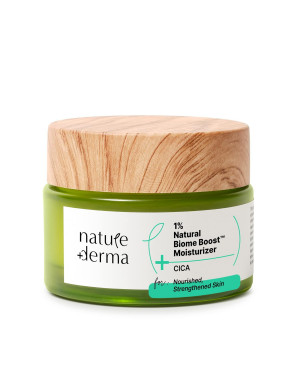 Nature Derma 1% Natural Biome-Boost™ Moisturizer with CICA | Helps Reduce Dryness and Improve Skin Elasticity | For Nourished, Strengthened Skin | 50ml | Dermatologically Tested