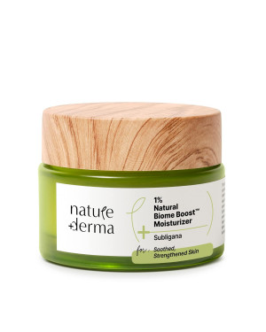 Nature Derma 1% Natural Biome-Boost™ Moisturizer with Subligana | Helps Reduce Acne and Blemishes| For Soothed, Strengthened Skin | 50ml | Dermatologically Tested