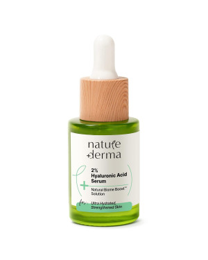 Nature Derma 2% Hyaluronic Acid Serum with Natural Biome-Boost™| Ultra Hydration | Reduces Fine Lines & Wrinkles| Youthful, Plump, Smooth & Strengthened Skin | 30ml | Dermatologically Tested