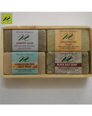 Nature's Essence Himalayan Herbal Bath Soap Set - High Himalayan Line(25gm Black Salt, Pink Salt, Juniper, Cedarwood)