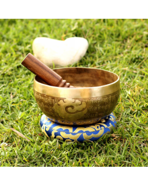 Legends Khukuri - NBTE-6 Inch Fine Mantra Carved Himalayan Handmade Singing Bowls
