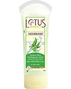 Lotus Herbal Neemwash Neem and Clove Ultra-Purifying Face Wash with Active Neem Slices, 50g