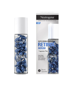 Neutrogena Rapid Wrinkle Repair Retinol Face Serum Capsules, Fragrance-Free Daily Facial Serum with Retinol that fights Fine Lines, Wrinkles, Dullness, Alcohol-Free & Non-Greasy, 30 ct
