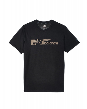 New Balance Men's Polyester Round Neck T-Shirt - MT31074 BK