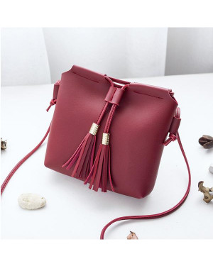 Korean Tassel Design Women Handbag Shoulder Bag with Metal Clutch Red 41001273 