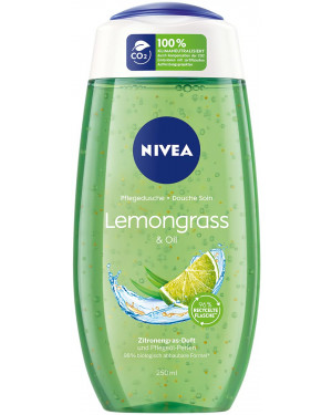 NIVEA Lemongrass & Oil Nourishing Shower Gel 250ml,Refreshing Shower Gel with Nourishing Oil Beads, Pampering Shower with Revitalising Lemongrass Fragrance 
