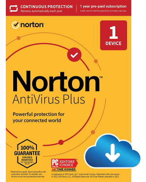 Norton AntiVirus Plus, 2023 Ready, Antivirus software for 1 Device with Auto-Renewal - Includes Password Manager, Smart Firewall and PC Cloud Backup 