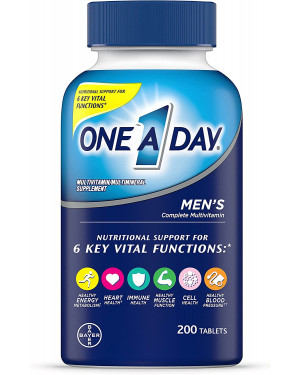 One A Day Men’s Multivitamin, Supplement with Vitamin A, C, D, E and Zinc for Immune Health Support, B12, Calcium & more, 200 Tablet