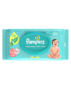 Pampers Baby Aloe Wipes with Lid, 72 Wipes