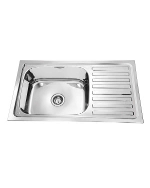 Parryware Eco Single Bowl With Drainboard Folded Edge- Gloss Finish C857381